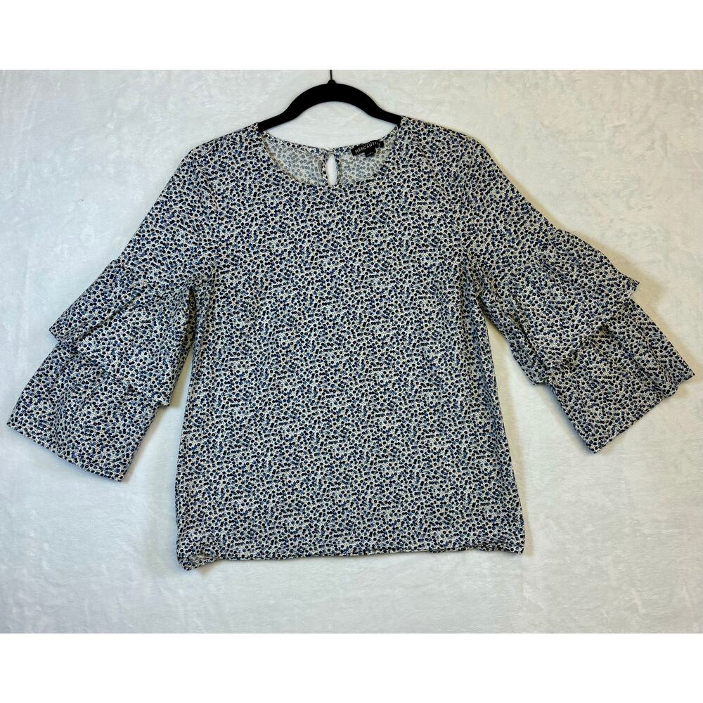 J. Crew Mercantile Floral Ruffle Bell Sleeve Cotton Blouse Casual Business Boho